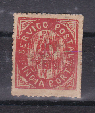 1154.jpg -     Lote:    1154            Índia       Descrição:         1871 &mdash; Nativos. Tipo II. CE9, 20 reis vermelho, papel espesso. Valor de catálogo &euro; 410,00.        **       Valor Base:     &euro; 80,00     Valor Venda:     Retirado     