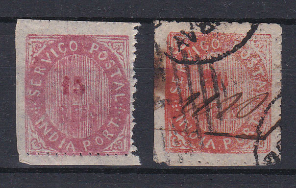 1166.jpg -     Lote:    1166            Índia       Descrição:         1875 &mdash; Nativos. Tipo IIA. CE24/25 Lote de dois selos: 15 reis novo + 20 reis usado. Valor de catálogo &euro; 118,00.        **/O       Valor Base:     &euro; 25,00     Valor Venda:     Retirado     