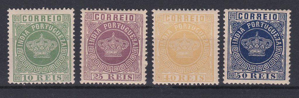 1183.jpg -     Lote:    1183            Índia       Descrição:         1880/81 &mdash; Tipo Coroa. Novas cores. CE57, 59/61. Série incompleta. Valor de catálogo &euro; 204,00.        **       Valor Base:     &euro; 45,00     Valor Venda:     &euro; 95,00       