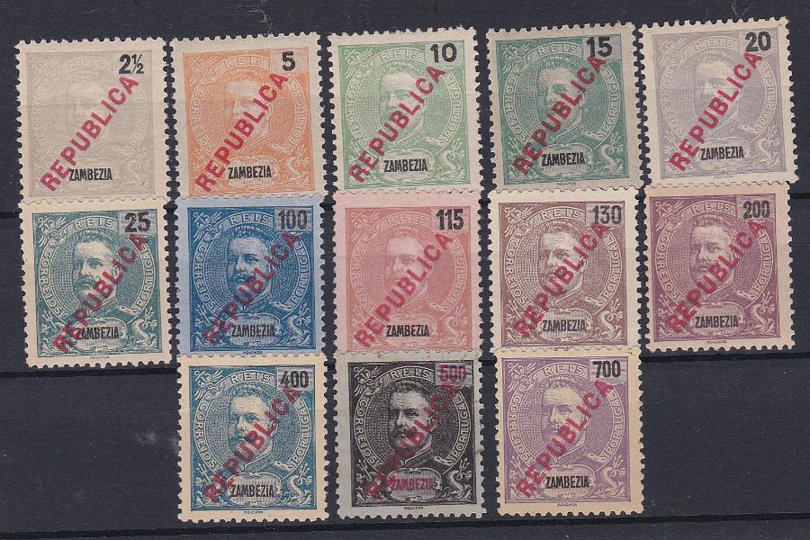 1504.jpg -     Lote:    1504            Zambézia       Descrição:         1917 &mdash; D. Carlos I Mouchon, com sobrecarga REPUBLICA, tipografada localmente. CE 90/102. Série completa. Valor de catálogo &euro; 150,00.        **/*       Valor Base:     &euro; 30,00     Valor Venda:     Retirado     