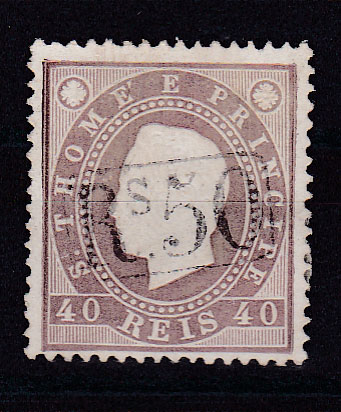 1508.jpg -     Lote:    1508            S. Tomé e Príncipe       Descrição:         1889/91 &mdash; D. Luís I. Fita direita. Com sobretaxa. CE26, 50 reis s/ 40 reis castanho vermelho. Valor de catálogo &euro; 280,00.        *       Valor Base:     &euro; 70,00     Valor Venda:     &euro; 110,00       