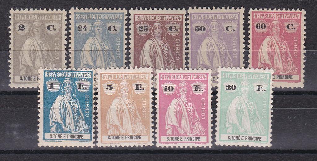 1534.jpg -     Lote:    1534            S. Tomé e Príncipe       Descrição:         1926 &mdash; Ceres. Novas cores e valores. CE 268/276. Série completa. Valor de catálogo &euro; 230,00.        **       Valor Base:     &euro; 55,00     Valor Venda:     Retirado     