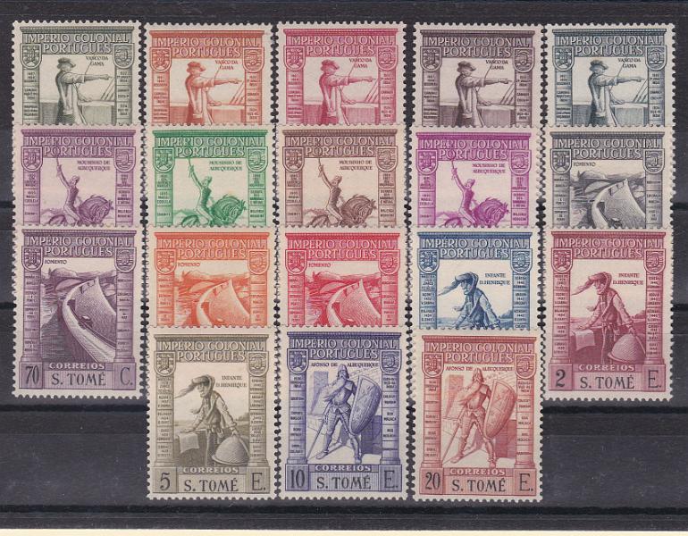 1536.jpg -     Lote:    1536            S. Tomé e Príncipe       Descrição:         1938 &mdash; Império Colonial Português. Legenda "S. TOMÈ". CE298/315. Série completa. Valor de catálogo &euro; 270,00.        ***       Valor Base:     &euro; 60,00     Valor Venda:     &euro; 65,00       