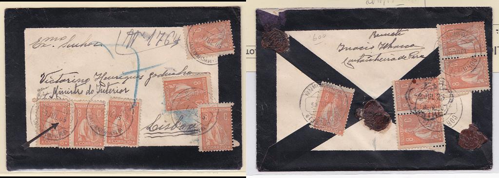 1637.jpg -     Lote:    1637            Portugal       Descrição:         Carimbos circulares datados, tipo 1880. 1924/26 &mdash; Ceres. CE278, 8C. Onze selos em sobrescrito circulado de Castanheira de Pera (01.07.25) para Lisboa (02.07.25) com erro de datador no carimbo "05" em vez "25" por o grupo datador não conter o algarismo "2" na dezena do ano. B e R.        Carta       Valor Base:     &euro; 20,00     Valor Venda:     &euro; 32,00       