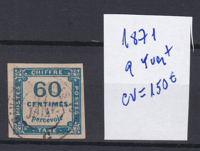 1773.jpg -     Lote:    1773                   Descrição:      França *   1871 &mdash; Chiffrs taxe. Yv9, 60c. Valor de catálogo &euro; 150,00.        O       Valor Base:     &euro; 20,00     Valor Venda:     Retirado     