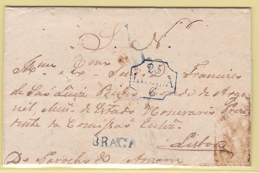 1876.jpg -     Lote:    1876      Lotes pelo Correio      Portugal       Descrição:         Braga &mdash; A azul, GM BRG3, em capa de carta datada de Braga (21.06.38) para Lisboa, isenta de porte.        Carta       Valor Base:     &euro; 8,00     Valor Venda:     Retirado     