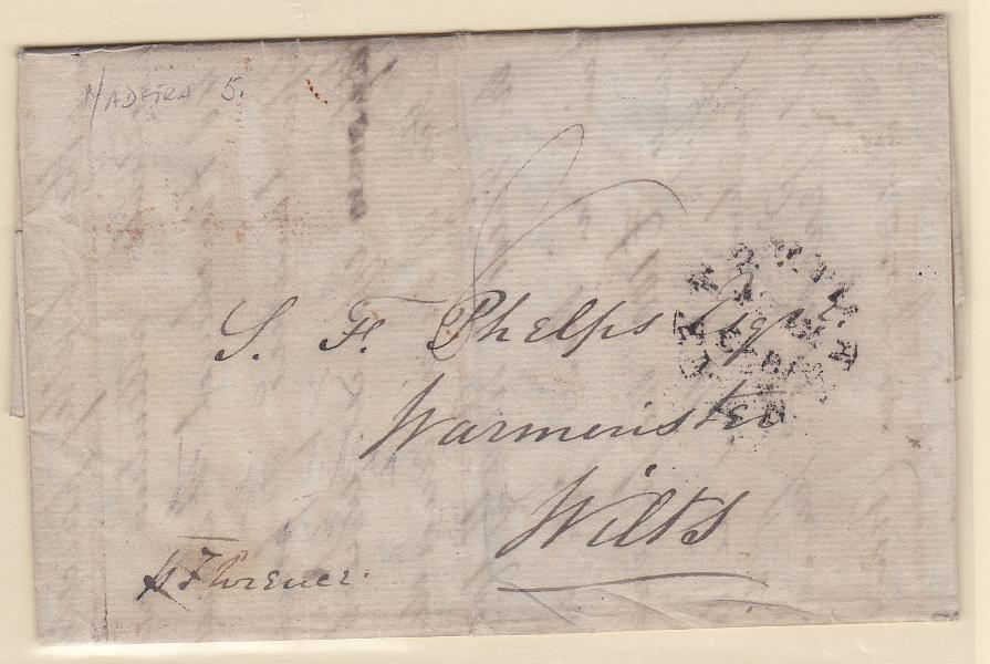 1891.jpg -     Lote:    1891      Lotes pelo Correio      Portugal       Descrição:         Madeira &mdash; Carta remetida da Madeira (18.02.43) para Wilts, sem marca nem porte português. Marca a vermelho "SHIP LETTER.        Carta       Valor Base:     &euro; 10,00     Valor Venda:     Retirado     