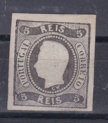 2118.jpg -     Lote:    2118      Lotes pelo Correio      Portugal       Descrição:         1866/67 &mdash; D. Luís I. Fita curva, não denteados. CE19, 5 reis preto. Selo com goma não original. Valor de catálogo &euro; 90,00.        (*)       Valor Base:     &euro; 8,00     Valor Venda:     &euro; 8,00       