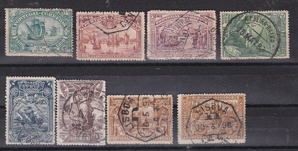 2163.jpg -     Lote:    2163      Lotes pelo Correio      Portugal       Descrição:         1898 &mdash; 4º Centenário da Descoberta do Caminho Marítimo para a Índia. CE 148/155. Série completa. Valor de catálogo &euro; 100.00.        O       Valor Base:     &euro; 10,00     Valor Venda:     Retirado     