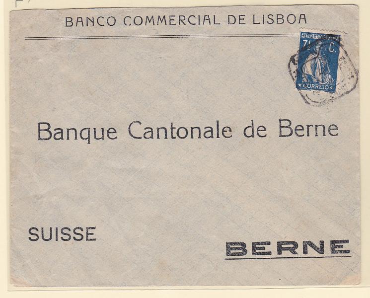 2194.jpg -     Lote:    2194      Lotes pelo Correio      Portugal       Descrição:         1917/20 &mdash; Ceres. Sobrescrito circulado de Lisboa para a Suiça com selo de 7 &frac12; C azul, denteado 15x14, CE229.        Carta       Valor Base:     &euro; 8,00     Valor Venda:     Retirado     