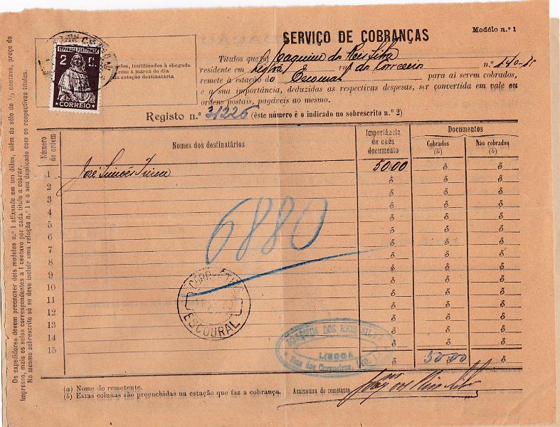 2225.jpg -     Lote:    2225      Lotes pelo Correio      Portugal       Descrição:         1926 &mdash; Ceres. Emissão Londres. Lote de 3 impressos Mod 1 do Serviço de Cobranças, um deles circulado com selo de 2C CE396.        IMP       Valor Base:     &euro; 15,00     Valor Venda:     &euro; 15,00       