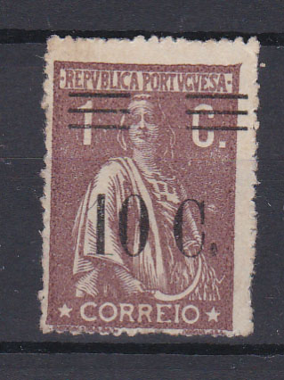 2240.jpg -     Lote:    2240      Lotes pelo Correio      Portugal       Descrição:         1928/29 &mdash; Ceres, com sobretaxa. CE455, 10C s/ 1C castanho, denteado 15x14. Valor de catálogo &euro; 130,00.        *       Valor Base:     &euro; 15,00     Valor Venda:     Retirado     