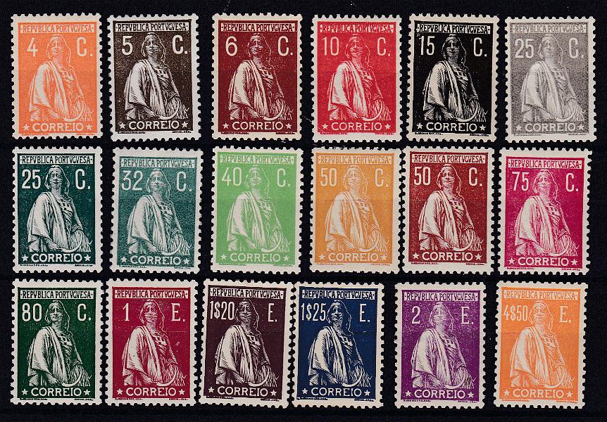 2244.jpg -     Lote:    2244      Lotes pelo Correio      Portugal       Descrição:         1930 &mdash; Ceres. Gravura retocada. CE 495/512. Série completa. Selo de 1$00 com ligeiro sinal de charneira. Valor de catálogo &euro; 304,00.        ***       Valor Base:     &euro; 30,00     Valor Venda:     &euro; 34,00       