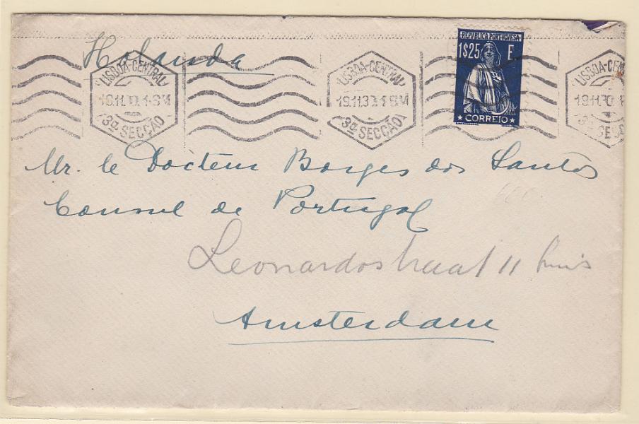 2250.jpg -     Lote:    2250      Lotes pelo Correio      Portugal       Descrição:         1930 &mdash; Ceres. Gravura retocada. Sobrescrito circulado de Lisboa (19.11.30) para a Holanda com selo de 1$25 CE510..        Carta       Valor Base:     &euro; 8,00     Valor Venda:     Retirado     