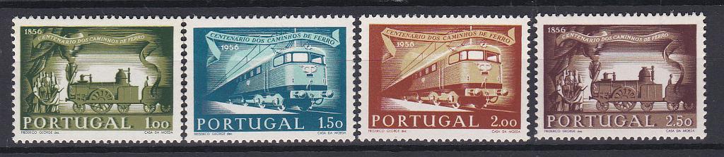 2280.jpg -     Lote:    2280      Lotes pelo Correio      Portugal       Descrição:         1956 &mdash;1.º Centenário dos Caminhos de Ferro Portugueses. CE 82&frac12;4. Série completa. Valor de catálogo &euro; 178,00.        ***       Valor Base:     &euro; 18,00     Valor Venda:     &euro; 18,00       