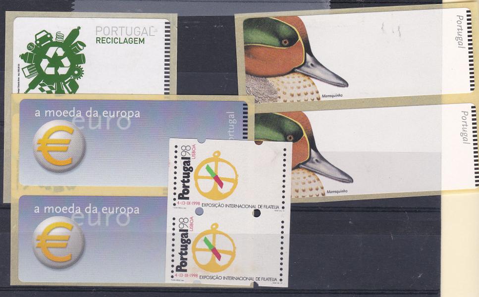 2306.jpg -     Lote:    2306      Lotes pelo Correio      Portugal       Descrição:         1997/2008 - Portugal 98 + Marrequinho + Reciclagem + Euro a Moeda da Europa. CE ETQ 13, 22, 24 e 47. Lote de 4 pares de etiquetas sem impressão da taxa.        ETQ       Valor Base:     &euro; 8,00     Valor Venda:     Retirado     