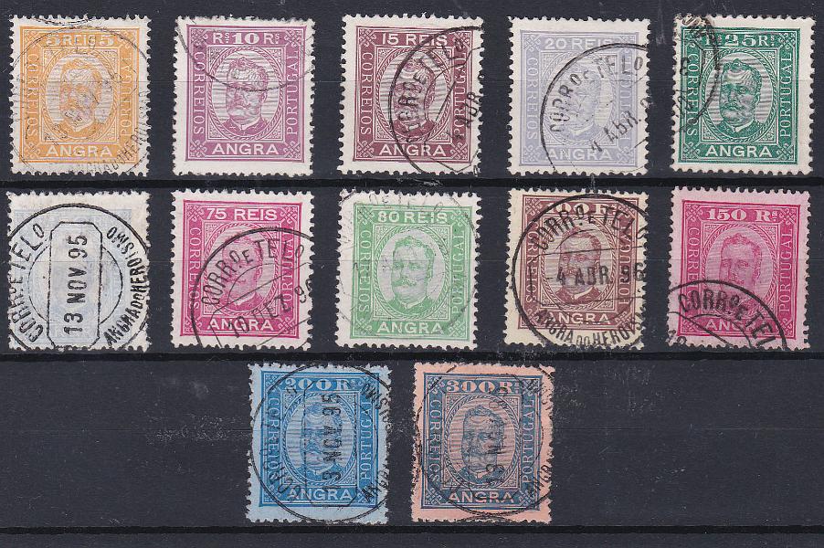 2399.jpg -     Lote:    2399      Lotes pelo Correio      Angra       Descrição:         1892/93 &mdash; D. Carlos I, tipo Diogo Neto. CE 1/12. Série completa usada. Valor de catálogo &euro; 300,00.        O       Valor Base:     &euro; 30,00     Valor Venda:     Retirado     