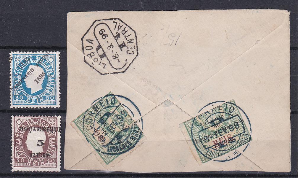 2466.jpg -     Lote:    2466      Lotes pelo Correio      Moçambique       Descrição:         1895/1899 &mdash; D. Luís I, com sobrecarga Centenário Antonino + D. Luís I, com sobretaxa + Lourenço Marques * selos fiscais com sobretaxa. Lote composto por CE46, 50 reis, denteado 12 &frac12; + CE52, 5 s/ 40 reis (ligeira transparência) + 66 50 reis s/ 30 reis: metade superior e inferior em fragmento datado de 08.02.99. Lote a ver.        FRG/*       Valor Base:     &euro; 10,00     Valor Venda:     &euro; 10,00       