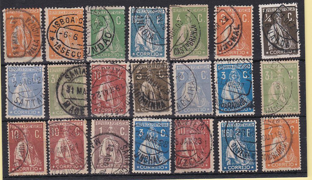 2512.jpg -     Lote:    2512      Lotes pelo Correio      Portugal       Descrição:         Carimbos circulares datados, tipo 1880. Lote com 21 selos das emissões Ceres, obliterados com carimbos a preto incluindo: SATTAM, FATAUNÇOS, , RIBEIRA BRAVA, PONTA DO SOL, SANTA CRUZ, etc... Lote a ver.        Lote       Valor Base:     &euro; 14,00     Valor Venda:     Retirado     