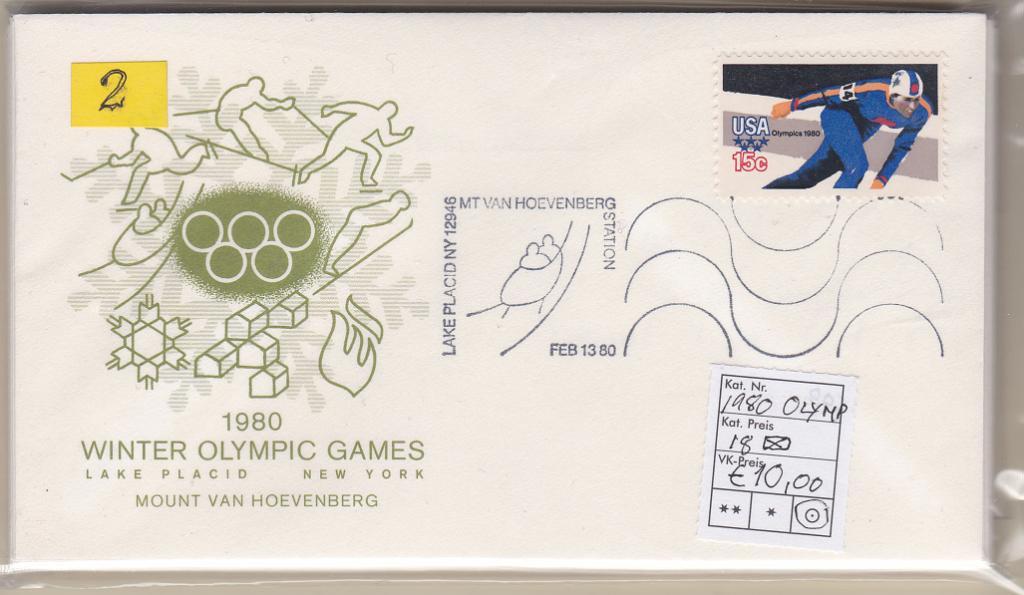 2617.jpg -     Lote:    2617      Lotes pelo Correio             Descrição:         Estados Unidos da América. Lote com 18 FDC dos Jogos Olímpicos de Inverno de 1980. Lote a ver.        FDC       Valor Base:     &euro; 8,00     Valor Venda:     &euro; 8,00       