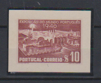 0738.jpg -     Lote:    738            Portugal       Descrição:         1940 &mdash; Centenários da Fundação e Restauração de Portugal. CE591, 10C. Prova de cor, na cor aprovada (lilás-vermelho), não denteada com margens largas, em papel liso.         PRV       Valor Base:     &euro; 15,00     Valor Venda:     &euro;      