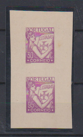 0741.jpg -     Lote:    741            Portugal       Descrição:         1943 &mdash; Caravela. CE624, 1$00. Par horizontal de provas não denteadas em laranja (cor não aprovada para esta taxa), em papel liso.         PRV       Valor Base:     &euro; 10,00     Valor Venda:     &euro;      