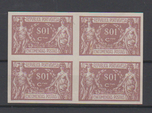 0770.jpg -     Lote:    770            Portugal       Descrição:         1920/22 &mdash; Encomendas Postais. Comércio e Indústria. CE EP1, $01 castanho claro. Quadra, não denteada, em papel liso fino.          PRV       Valor Base:     &euro; 10,00     Valor Venda:     &euro;      