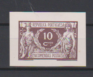 0779.jpg -     Lote:    779            Portugal       Descrição:         1920/22 &mdash; Encomendas Postais. Comércio e Indústria. CE EP4, $10. Provas de cor em castanho (cor não aprovada para esta taxa), em papel porcelana, não denteada, com largas margens.         PRV       Valor Base:     &euro; 10,00     Valor Venda:     &euro;      