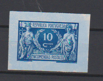 0780.jpg -     Lote:    780            Portugal       Descrição:         1920/22 &mdash; Encomendas Postais. Comércio e Indústria. CE EP4, $10. Provas de cor azul escuro s/ azul claro (cor não aprovada para esta taxa), em papel porcelana colorido, não denteada, com largas margens.         PRV       Valor Base:     &euro; 10,00     Valor Venda:     &euro;      