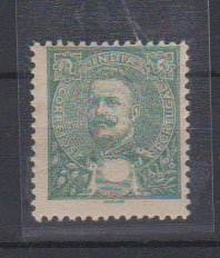 0815.jpg -     Lote:    815            Índia       Descrição:         1903 &mdash; D. Carlos I Mouchon. Prova denteada em verde-escuro, sem impressão do valor.         PRV       Valor Base:     &euro; 6,00     Valor Venda:     &euro;      