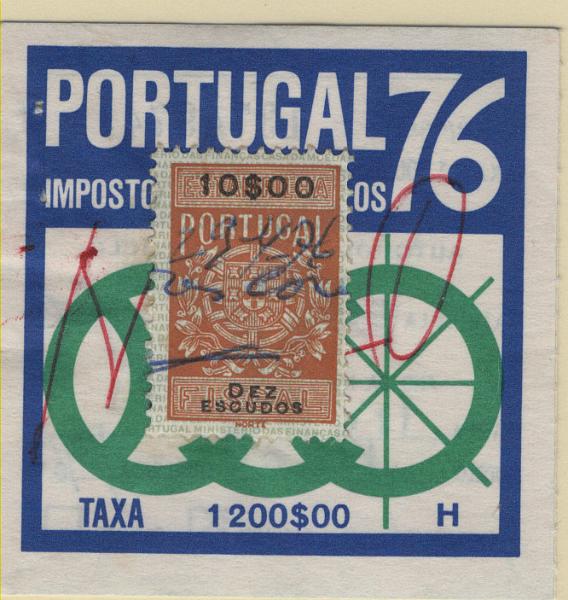 0277.jpg -     Lote:    277            Fiscais       Descrição:         Fiscais. Portugal. 1976 &mdash; Imposto sobre veículos. Série H, 1.200$00, com adicional do I:S. de 10$00, PB1404.        O       Valor Base:     &euro; 8,00     Valor Venda:     &euro;      