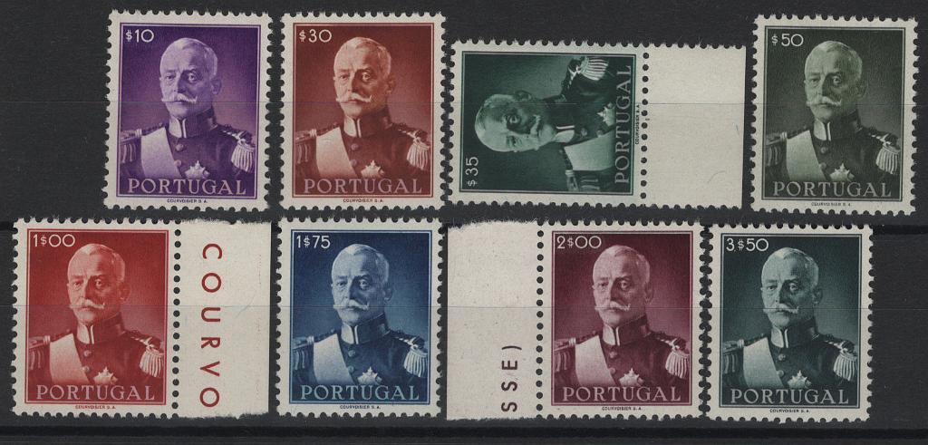 0916.jpg -     Lote:    916            Portugal       Descrição:         1945 &mdash; Presidente Carmona. CE 652/659. Série completa. Valor de catálogo &euro; 310,00.        ***       Valor Base:     &euro; 30,00     Valor Venda:     &euro;      