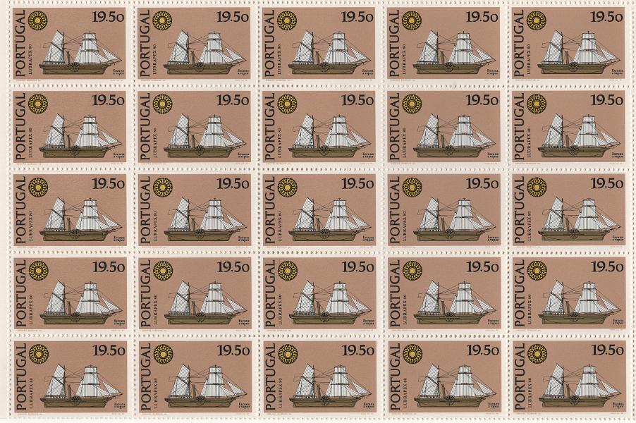 0986.jpg -     Lote:    986            Portugal       Descrição:         1980 &mdash; Lubrapex'80. CE 1466/69. Série completa em folhas de 50 selos. Valor de catálogo &euro; 420,00.        ***       Valor Base:     &euro; 25,00     Valor Venda:     &euro;      