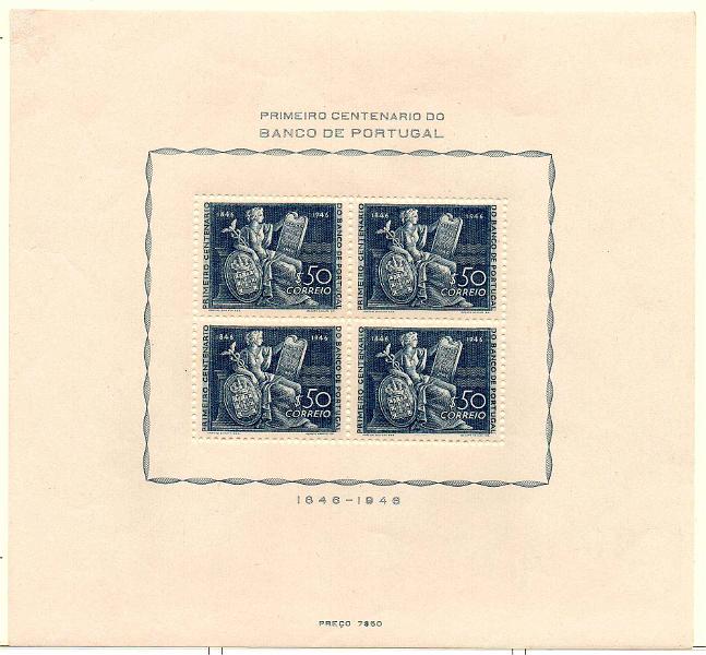 1020.jpg -     Lote:    1020            Portugal       Descrição:         1946 &mdash; Centenário do Banco de Portugal. CE BLC11. Valor de catálogo &euro; 285,00.        BLC***       Valor Base:     &euro; 30,00     Valor Venda:     &euro;      
