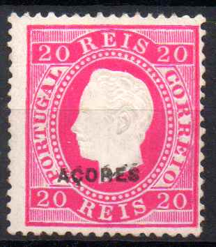 1100.jpg -     Lote:    1100            Açores       Descrição:         1885 &mdash; D. Luís I. Fita direita. Novos valores. CE58, 20 reis, denteado 13 &frac12;. Valor de catálogo &euro; 170,00.        **       Valor Base:     &euro; 10,00     Valor Venda:     &euro;      