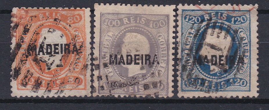 1118.jpg -     Lote:    1118            Madeira       Descrição:         1868/70 &mdash; D. Luís I. Fita curva, denteados. CE 10/12, 80, 100 e 120 reis. Valor de catálogo &euro; 640,00.        O       Valor Base:     &euro; 40,00     Valor Venda:     &euro;      