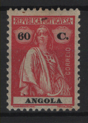 1145.jpg -     Lote:    1145            Angola       Descrição:         1925/26 &mdash; Ceres. CE217, 60c carmim. Valor de catálogo &euro; 99,00.        **       Valor Base:     &euro; 20,00     Valor Venda:     &euro;      