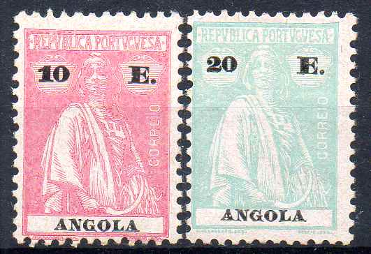 1146.jpg -     Lote:    1146            Angola       Descrição:         1925/26 &mdash; Ceres. CE220/221 10E e 20E. Selos fecho de séria. Valor de catálogo &euro; 172,00.        **       Valor Base:     &euro; 35,00     Valor Venda:     &euro;      