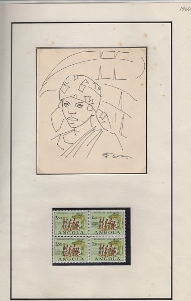 1164.jpg -     Lote:    1164            Angola       Descrição:         1960 &mdash; 10.º Aniversário da Comissão de Cooperação Técnica na África ao Sul do Sahara. CE411, 2$50. Folha com quadra e desenho assinado de Neves de Sousa.        Lote       Valor Base:     &euro; 20,00     Valor Venda:     &euro;      