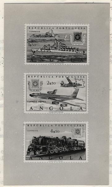 1168.jpg -     Lote:    1168            Angola       Descrição:         1970 &mdash; Centenário do Selo Postal de Angola. CE554/555 + CE CA31. Ofício da Ministério do Ultramar com as especificações da emissão e reprodução fotográfica dos selos emitidos. Pouco vulgar.        PGL       Valor Base:     &euro; 15,00     Valor Venda:     &euro;      