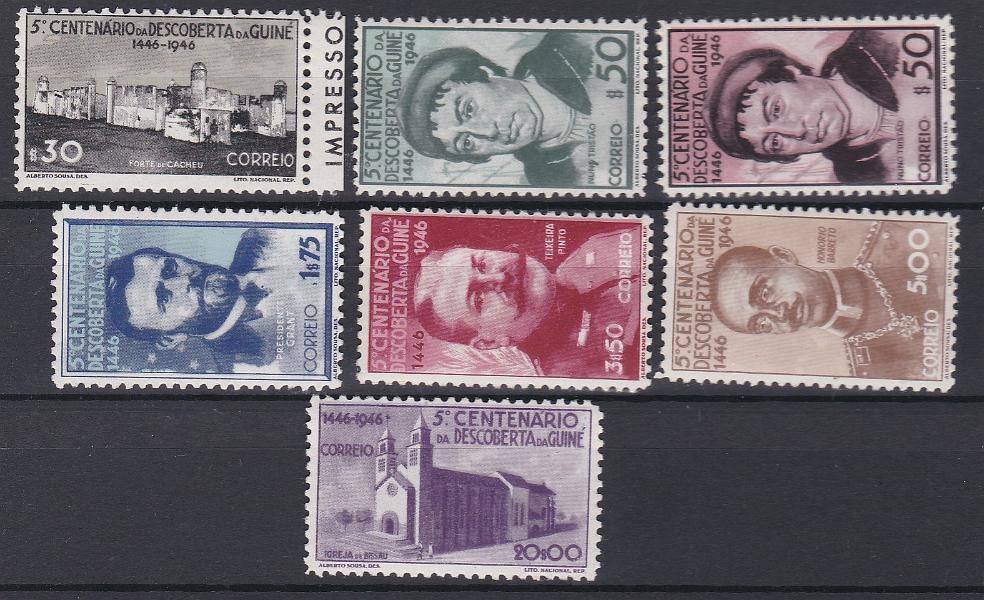 1208.jpg -     Lote:    1208            Guiné       Descrição:         1946 &mdash; 5.º Centenário da Descoberta da Guiné. CE 24&frac12;47. Série completa com goma original sem sinal de charneira. Valor de catálogo &euro; 132,00.        ***       Valor Base:     &euro; 25,00     Valor Venda:     &euro;      