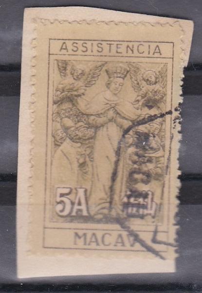 1399.jpg -     Lote:    1399            Macau       Descrição:         1945 &mdash; Imposto Postal. Nossa Senhora das Misericórdias. Emissão de Hong Kong. IP CE7, 5 avos. Valor de catálogo &euro; 60,00.        O       Valor Base:     &euro; 15,00     Valor Venda:     &euro;      