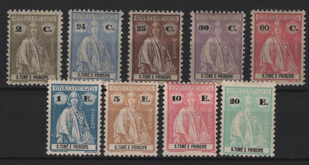 1528.jpg -     Lote:    1528            S. Tomé e Príncipe       Descrição:         1926 &mdash; Ceres. Novas cores e taxas. CE 268/276. Série completa. Valor de catálogo &euro; 230,00.        **       Valor Base:     &euro; 55,00     Valor Venda:     &euro;      