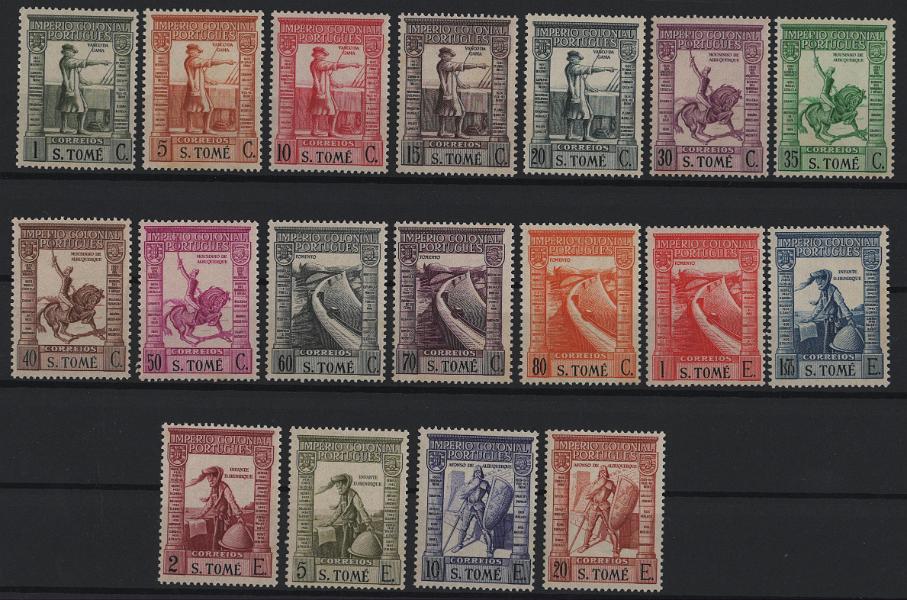 1529.jpg -     Lote:    1529            S. Tomé e Príncipe       Descrição:         1938 &mdash; Império Colonial Português. Legenda S. Tomé. CE 298/315. Série completa. MB. Valor de catálogo &euro; 270,00.        ***       Valor Base:     &euro; 55,00     Valor Venda:     &euro;      
