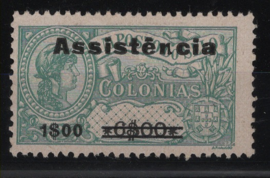 1552.jpg -     Lote:    1552            S. Tomé e Príncipe       Descrição:         1946 &mdash; Imposto Postal. Assistência. Selos fiscais de África, com sobretaxa tipo II. CE IP8, 1$00 s/ 6$00, papel esmalte. Valor de catálogo &euro; 60,00.        *       Valor Base:     &euro; 15,00     Valor Venda:     &euro;      