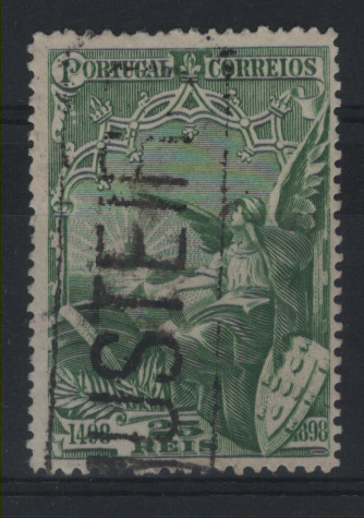 1645.jpg -     Lote:    1645            Portugal        Descrição:         Carimbos nominativos. 1898 &mdash; 4.º Centenário da Descoberta do Caminho Marítimo para a Índia. CE151, 25 reis com carimbo a preto "MUSTEIRO".        O       Valor Base:     &euro; 12,00     Valor Venda:     &euro;      