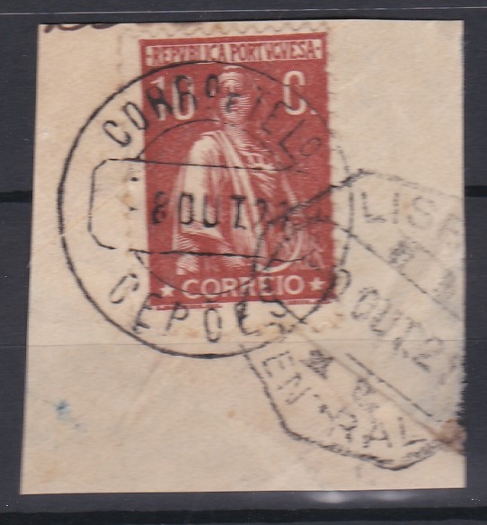 1700.jpg -     Lote:    1700            Portugal        Descrição:         Carimbos circulares datados tipo 1880. 1912 &mdash; Ceres. CE215, 10C, denteado 12X11 &frac12; Selo obliterado com carimbo batido a preto CEPÕES.        FRG       Valor Base:     &euro; 12,00     Valor Venda:     &euro;      