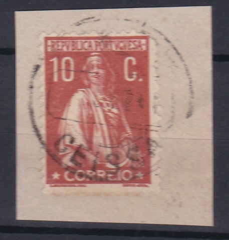 1704.jpg -     Lote:    1704            Portugal        Descrição:         Carimbos circulares datados tipo 1880. 1912 &mdash; Ceres. CE215, 10C, denteado 12X11 &frac12; Selo obliterado com carimbo batido a preto CEISSA.        FRG       Valor Base:     &euro; 15,00     Valor Venda:     &euro;      