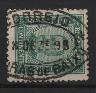 1736.jpg -     Lote:    1736            Portugal        Descrição:         Carimbos de dupla oval. 1884 &mdash; D. Luís I, de frente. CE61, 10 reis, denteado 11 &frac12;. Obliterado com carimbo batido a preto "CORREIO AVEIRAS DE BAIXO". R.        O       Valor Base:     &euro; 12,00     Valor Venda:     &euro;      