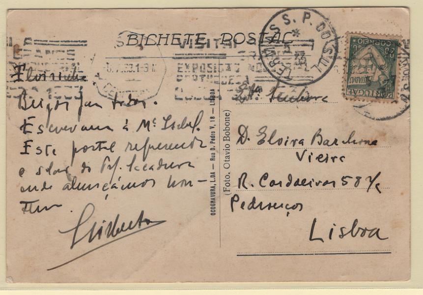 1747.jpg -     Lote:    1747            Portugal        Descrição:         Carimbos tipo francês. 1931 &mdash; Lusíadas. CE519, 25c em postal ilustrado circulado de S. Pedro do Sul (05.07.33) para Lisboa. Carimbo a preto de TERMAS S. P. DO SUL".        PI       Valor Base:     &euro; 10,00     Valor Venda:     &euro;      